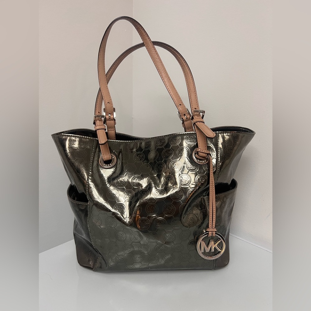 Michael Kors Metallic Jet Set Logo Tote